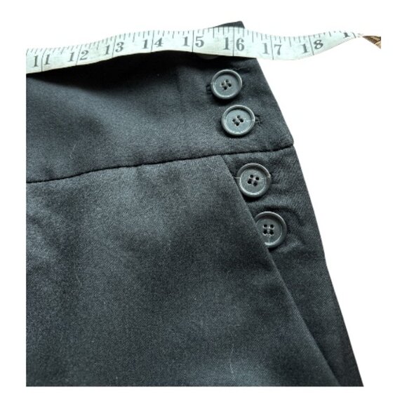 J. CREW 100% WOOL SAILOR SKIRT BLACK FRONT PLEAT SIDE BUTTONS SIZE 8 - Picture 4 of 8